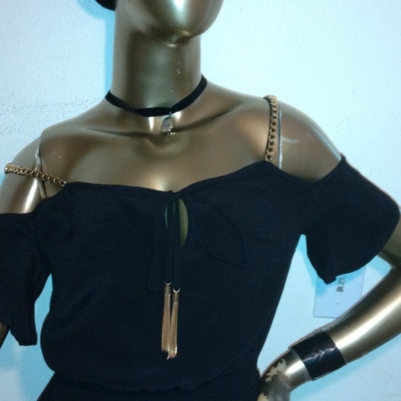 bebe black chain jumpsuit size small - Picture 2 of 15